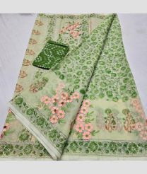 Cream and Olive kota sarees with All over Embroidery work design