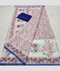 White and Navy Blue kota sarees with All over Embroidery work design