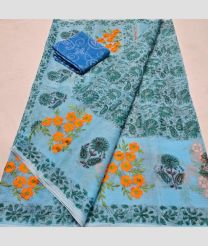 Sky Blue and Blue kota sarees with All over Embroidery work design