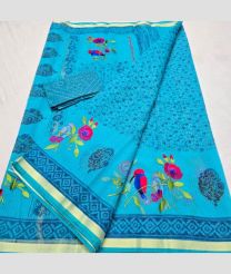 Sky Blue and Blue Ivy kota sarees with All over Embroidery work design