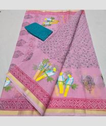 Baby Pink and Medium Teal kota sarees with All over Embroidery work design