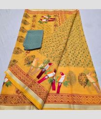 Yellow and Grey kota sarees with All over Embroidery work design