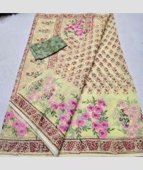 Lemon Yellow and Fern Green kota sarees with All over Embroidery work design