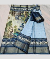 Cream and Sky Blue kota sarees with All over Buttas design