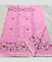 Rose Pink kota sarees with All over Embroidery work design