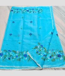 Sky Blue kota sarees with All over Embroidery work design