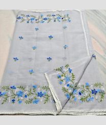 Lite Grey kota sarees with All over Embroidery work design
