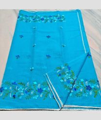 Blue kota sarees with All over Embroidery work design