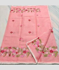 Baby Pink kota sarees with All over Embroidery work design