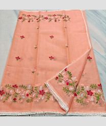 Peach kota sarees with All over Embroidery work design