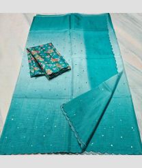 Medium Teal kota sarees with All over Mirror Work design