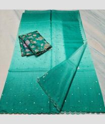 Teal kota sarees with All over Mirror Work design