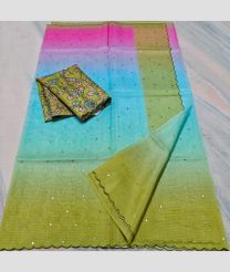 Sky Blue and Lite Green kota sarees with All over Mirror Work design