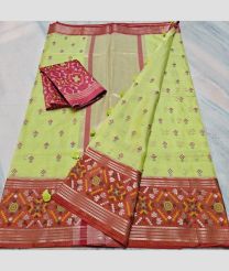 Pastel Yellow and Orange kota sarees with All over Embroidery work design