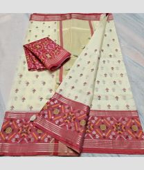 Cream and Pink kota sarees with All over Embroidery work design
