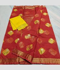 Red and Yellow kota sarees with All over Buttas design