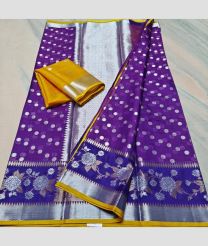 Purple and Yellow kota sarees with All over Buttas design