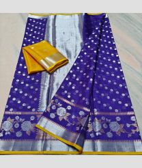 Purple Blue and Yellow kota sarees with All over Buttas design
