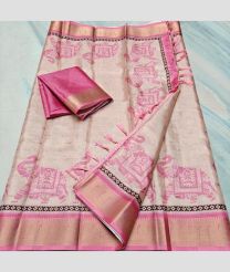 Cream and Rose Pink kota sarees with All over Printed design