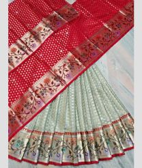 Red and Half  White kota sarees with All over Buttas design