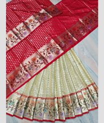 Red and Cream kota sarees with All over Buttas design