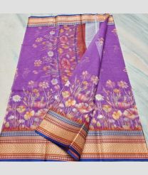 Purple and Blue kota sarees with All over Digital Printed design