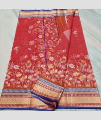 Tomato Red and Blue kota sarees with All over Digital Printed design