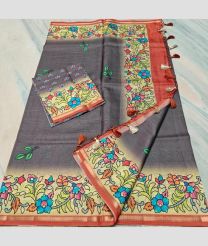 Grey and Chestnut kota sarees with All over Khata work and Printed design