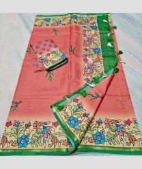 Copper and Green kota sarees with All over Khata work and Printed design