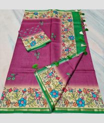 Magenta and Green kota sarees with All over Khata work and Printed design