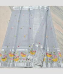 Lite Grey and Silver kota sarees with All over Embroidery work design