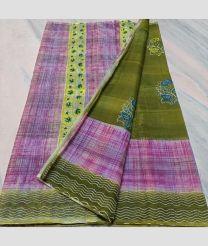 Pink and Olive kota sarees with All over Printed design