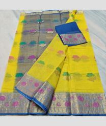 Yellow and Grey kota sarees with All over Buttas design