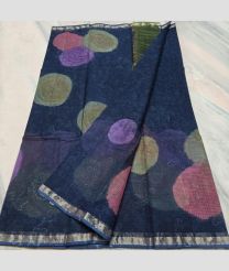 Navy blue and Silver kota sarees with All over Printed design