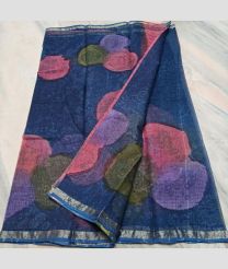 Blue and Silver kota sarees with All over Printed design