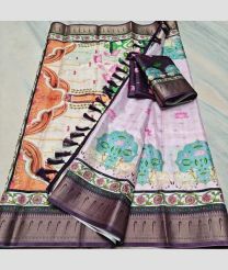 Cream and Dull Purple kota sarees with All over Printed design