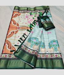 Cream and Pine Green kota sarees with All over Printed design