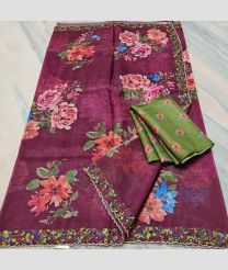 Dark Magent and Lite Green kota sarees with All over Embroidery work design