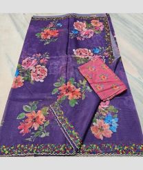 Purple and Baby Pink kota sarees with All over Embroidery work design
