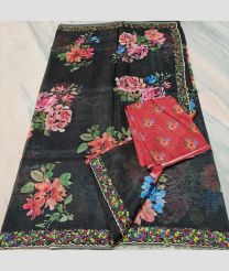 Black and Bean Red kota sarees with All over Embroidery work design