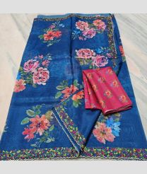 Blue and Pink kota sarees with All over Embroidery work design