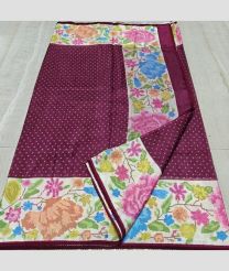 Plum Velvet and Cream kota sarees with All over Printed design