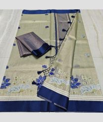 Cream and Navy Blue kota sarees with All over Embroidery work design