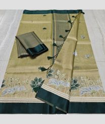 Cream and Forest Fall Green kota sarees with All over Embroidery work design