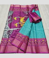 Magenta and Turquoise kota sarees with All over Printed design