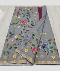 Grey and Golden kota sarees with All over Hand Brush Printed design