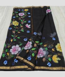 Black and Golden kota sarees with All over Hand Brush Printed design