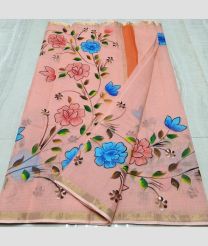 Baby Pink and Golden kota sarees with All over Hand Brush Printed design