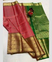 Red and Green kuppadam pattu sarees with Jari Border design