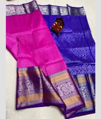 Neon Pink and Royal Blue kuppadam pattu sarees with Jari Border design